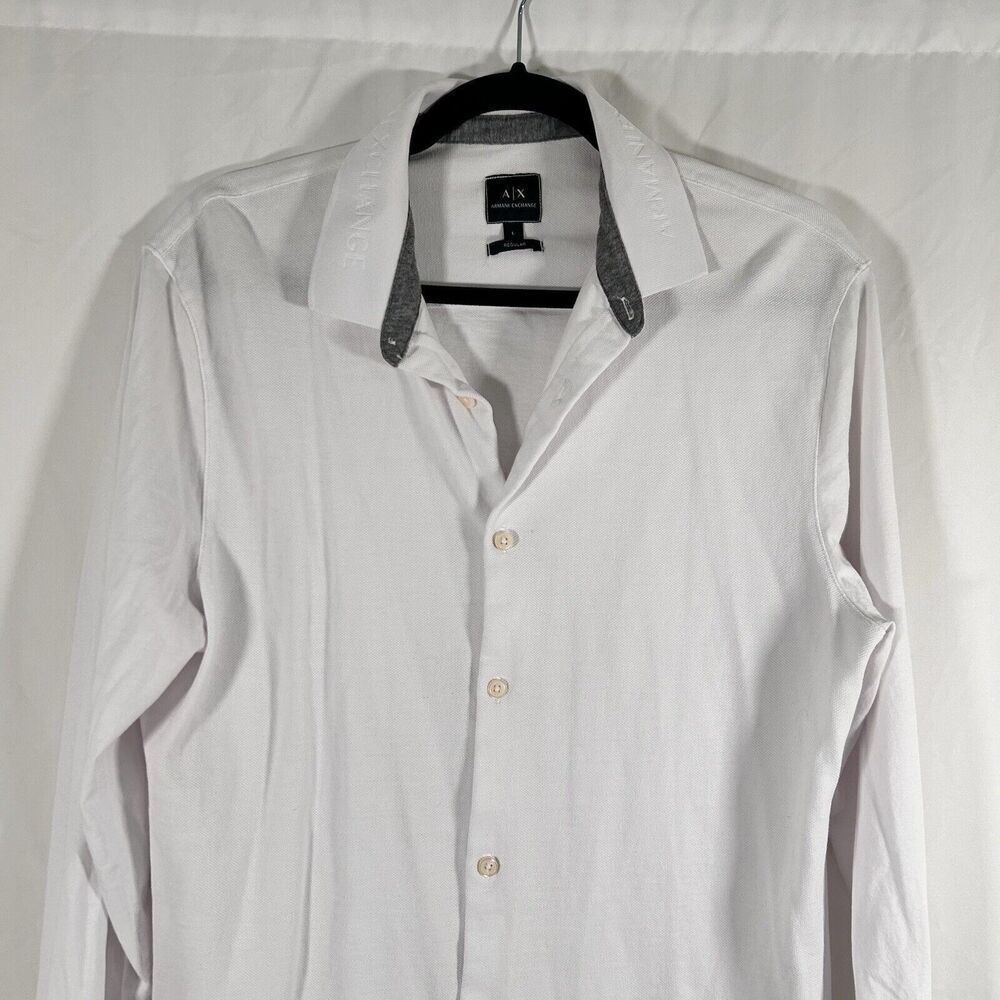 Armani Exchange Shirt Men's Large White Long Sleeve Button Up Regular Cotton - Picture 2 of 12
